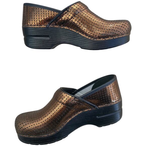 Dansko Professional Clogs EU 35 US 5 Copper Woven Metallic Nurse Comfort Slip On - Picture 2 of 16